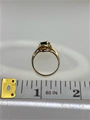 Green Stone Lady's Stone & Diamond Ring 4 Diamonds .04 Carat T.W.